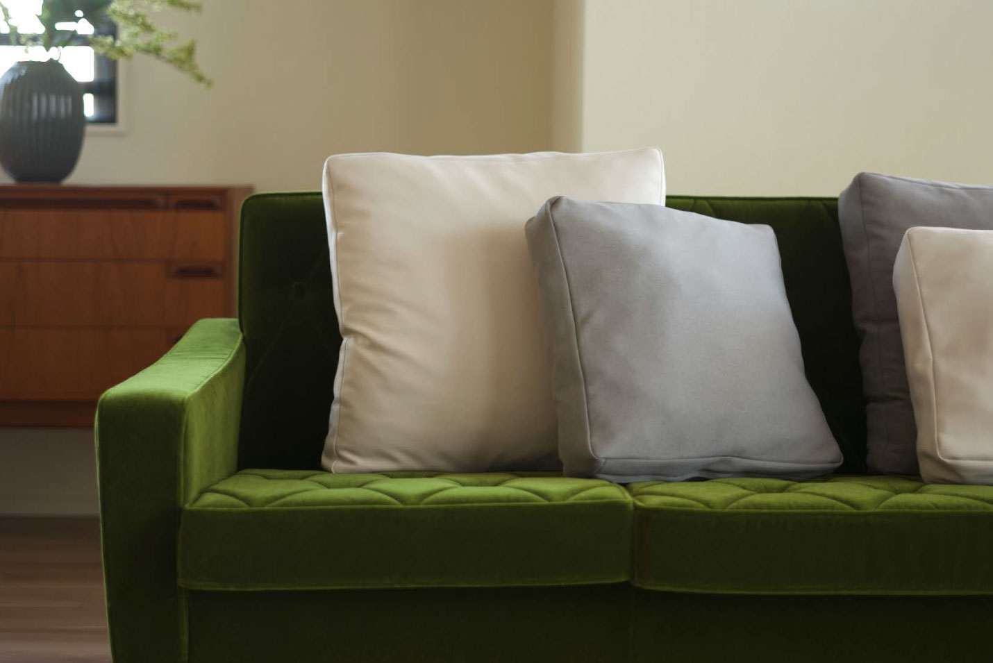 カリモク60 ロビーチェア 3シーター モケットグリーン［U36213QS