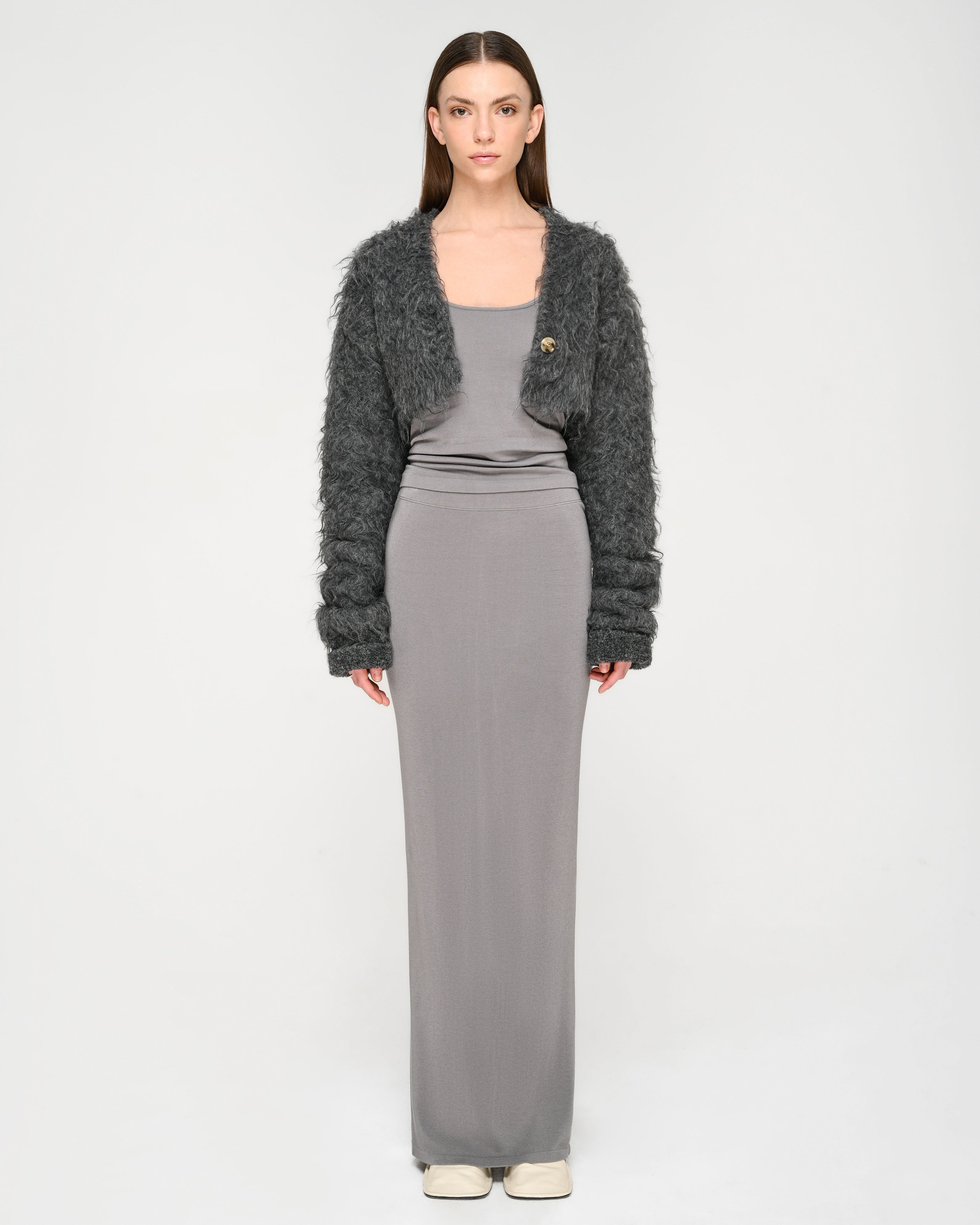 Cropped Shaggy Knit Cardigan – determ;