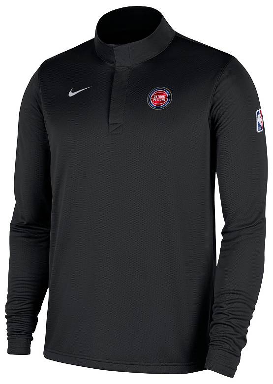 Nike Men's Detroit Pistons Black On Court Staff 1/4 Zip Pullover