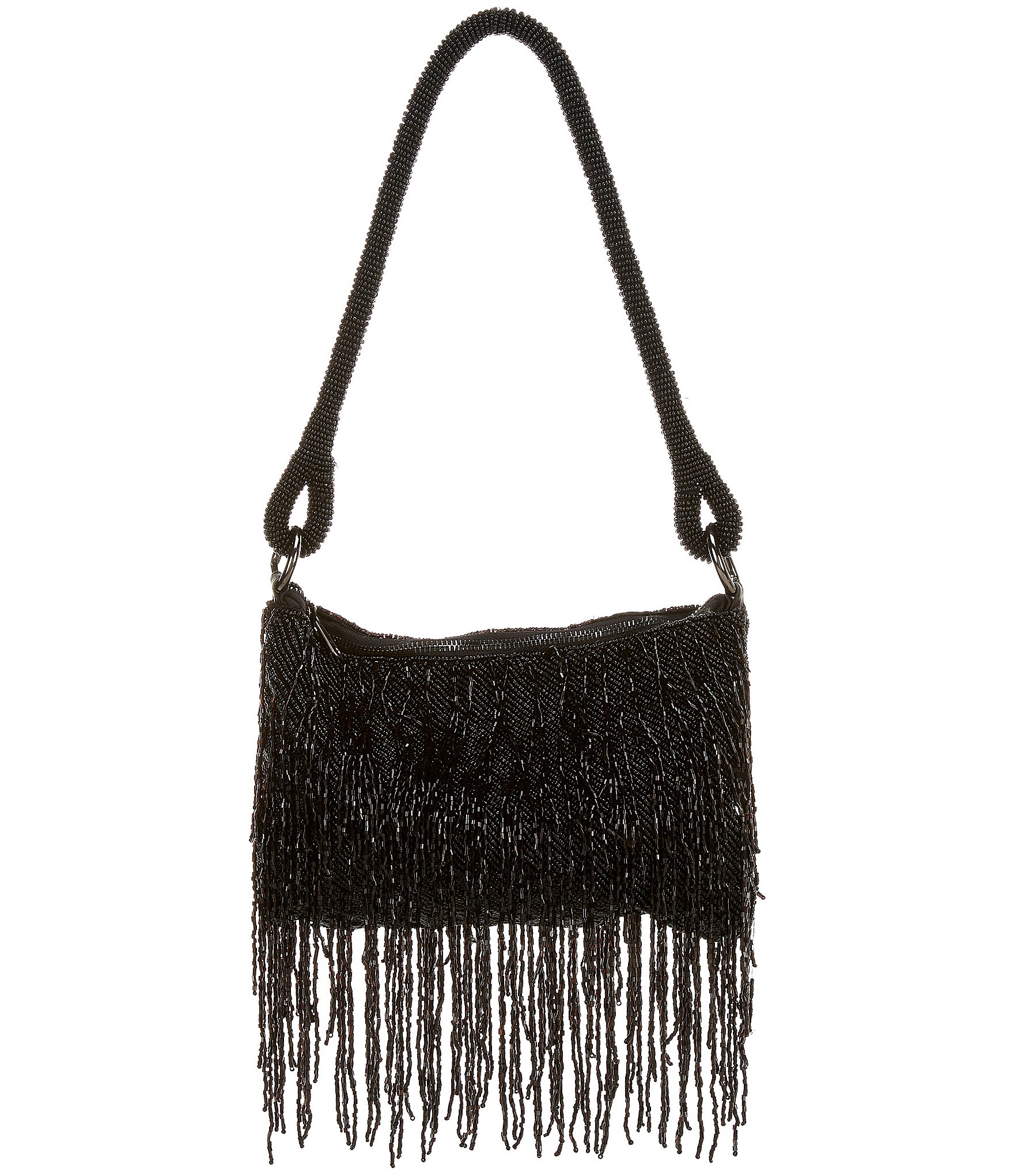 Natasha Accessories Beaded Fringe Evening Bag at Hamilton Place in