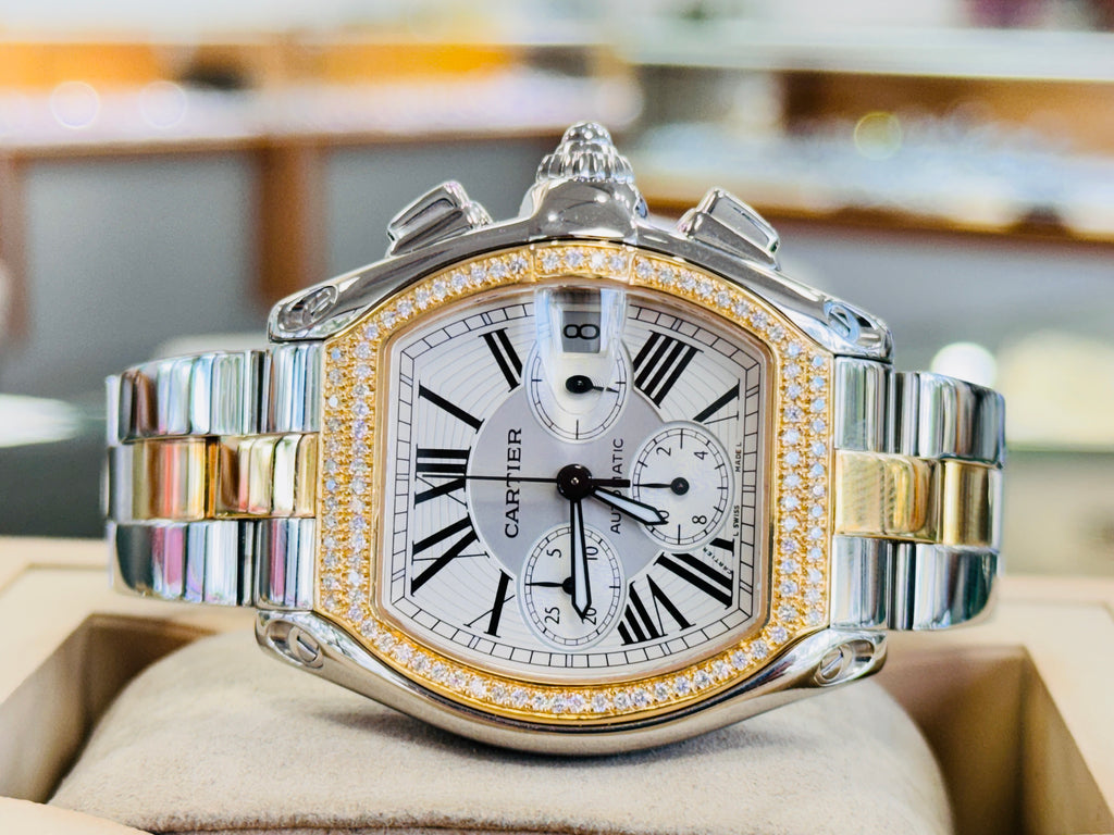 Cartier Roadster W62027Z1 / 2618 Chronograph XL Two-Tone Yellow