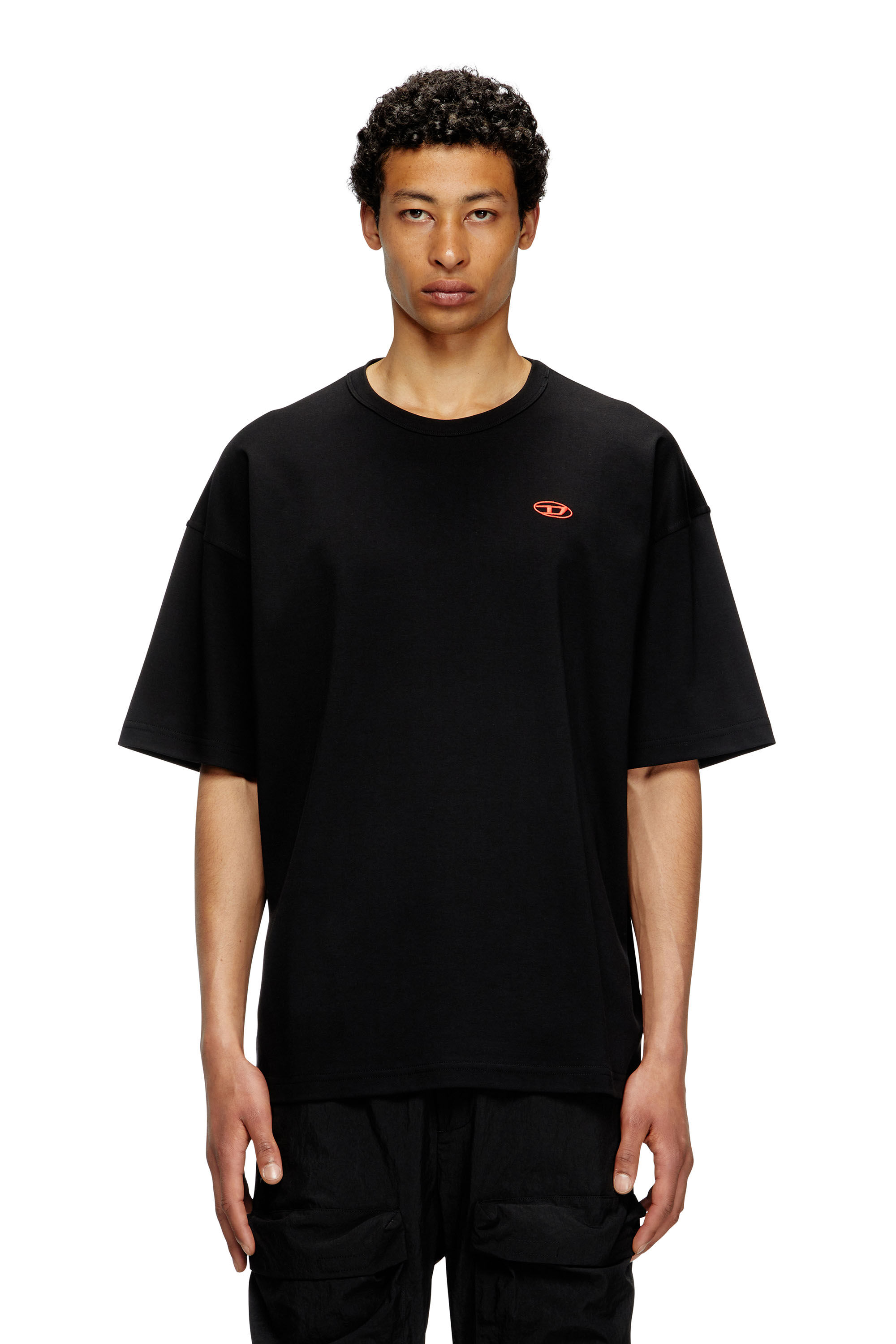 Men's T-shirt with red Oval D | Black | Diesel