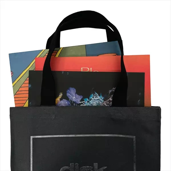 diskunion レコード トート 四角ロゴ (ブラック×ブラック)/TOTE BAG