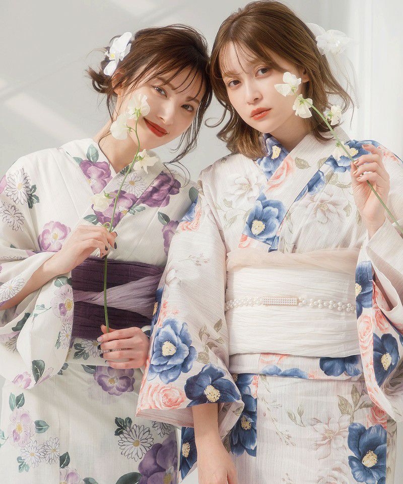 浴衣 dita 紺 水彩の Dita凪の藤ながれ紺系 浴衣・ dita 浴衣 ネイビー