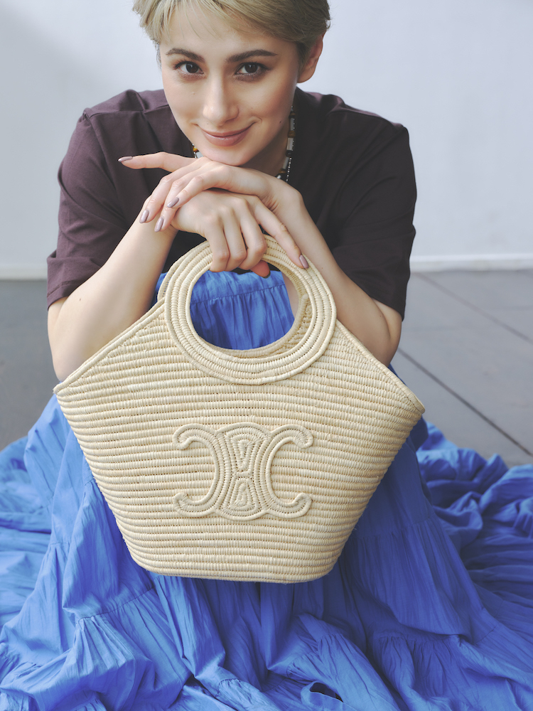 SAINT LAURENT かごバッグ ブラウン/ベージュ タッセル付き SAINT