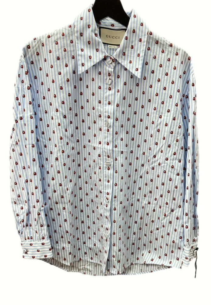 グッチ GUCCI 長袖 シャツ ワイシャツ カラーシャツ ブラウス フロント