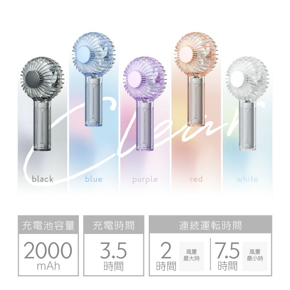 二枚羽根大風量クリアハンディファン ブルー FSA-54BBL【KA