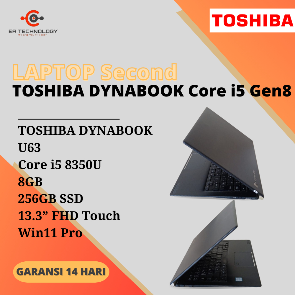 Jual TOSHIBA DYNABOOK U63 Core i5-8350U 8GB 256SSD 13.3”FHD,Touch