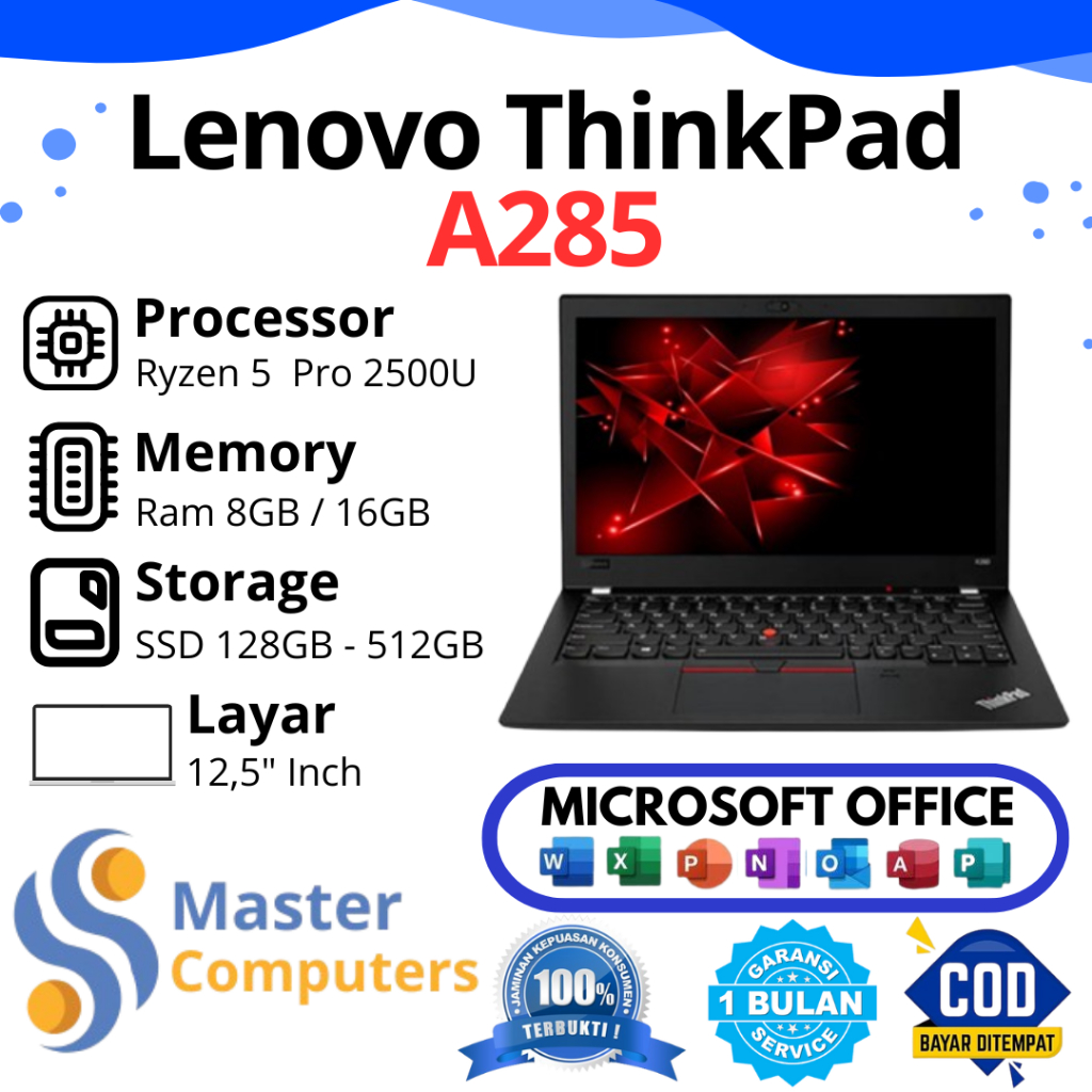 Jual Lenovo ThinkPad A285 AMD Ryzen 5 PRO Ram 8GB SSD 128GB