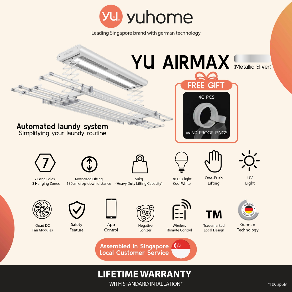 YU HOME Automated Laundry Rack | FREE INSTALLATION + LIFETIME