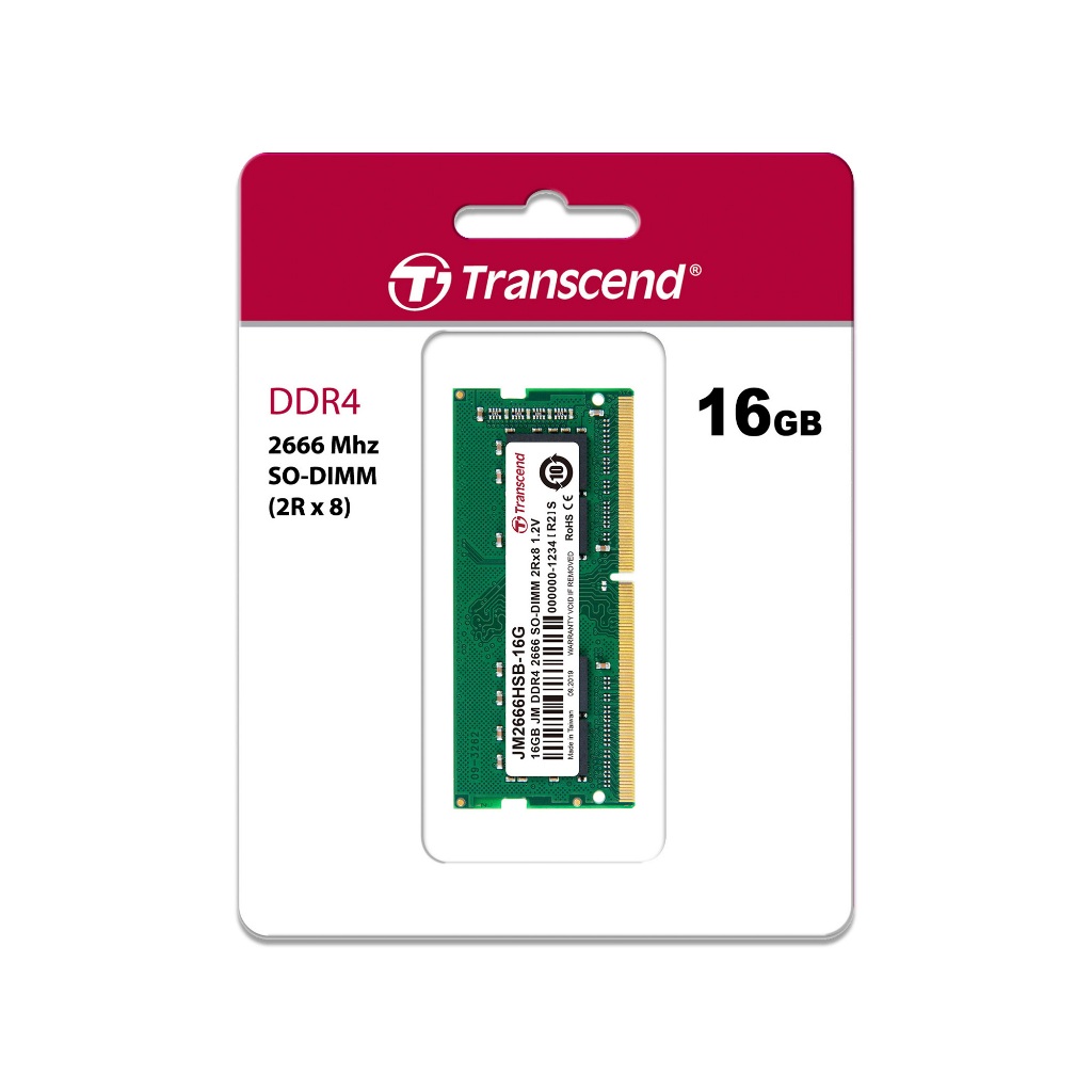Transcend RAM-Memory DDR4-2666 SO-DIMM 16GB รับประกันตลอดอายุการ