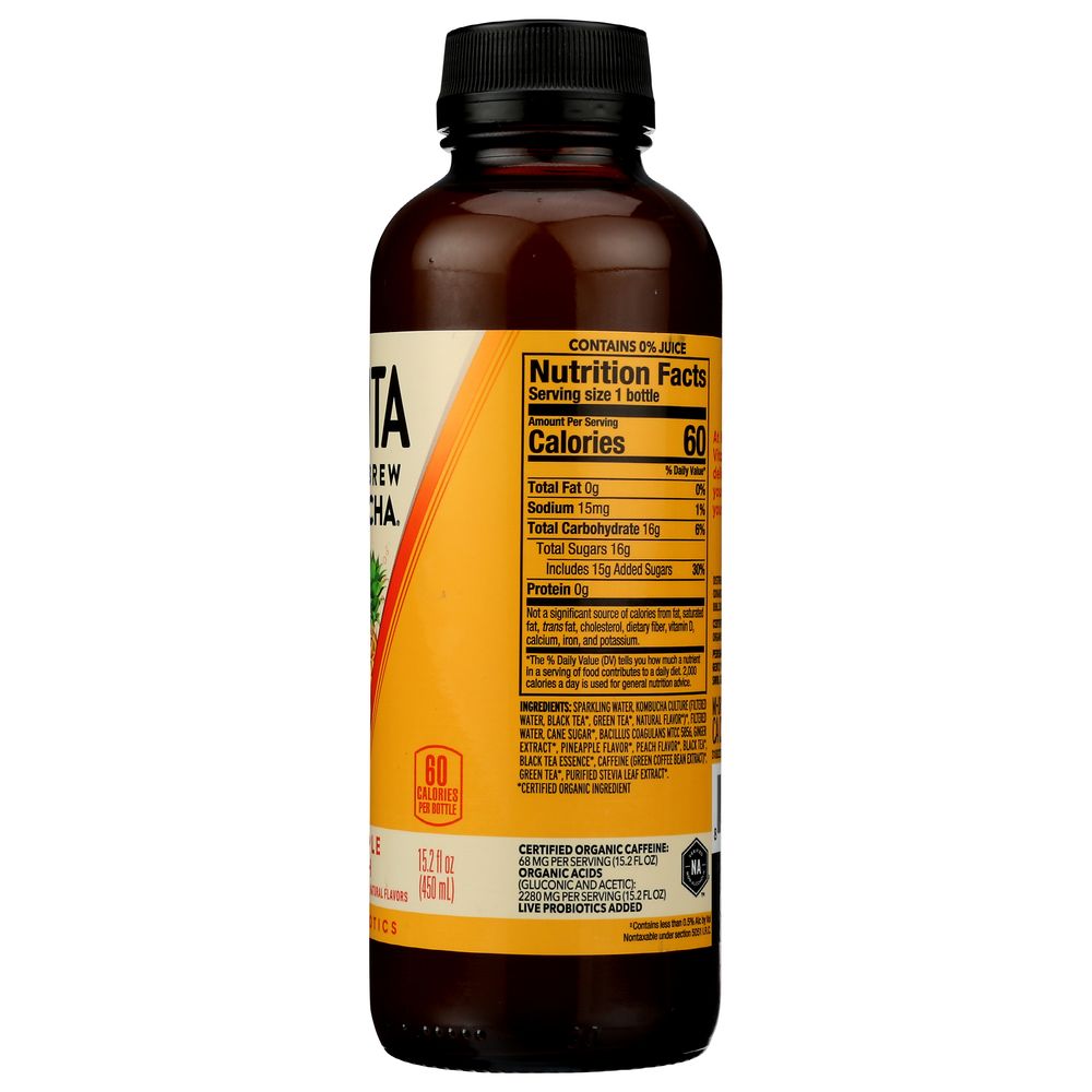 Kevita Organic Pineapple Peach Master Brew Kombucha, 15.2 Fluid