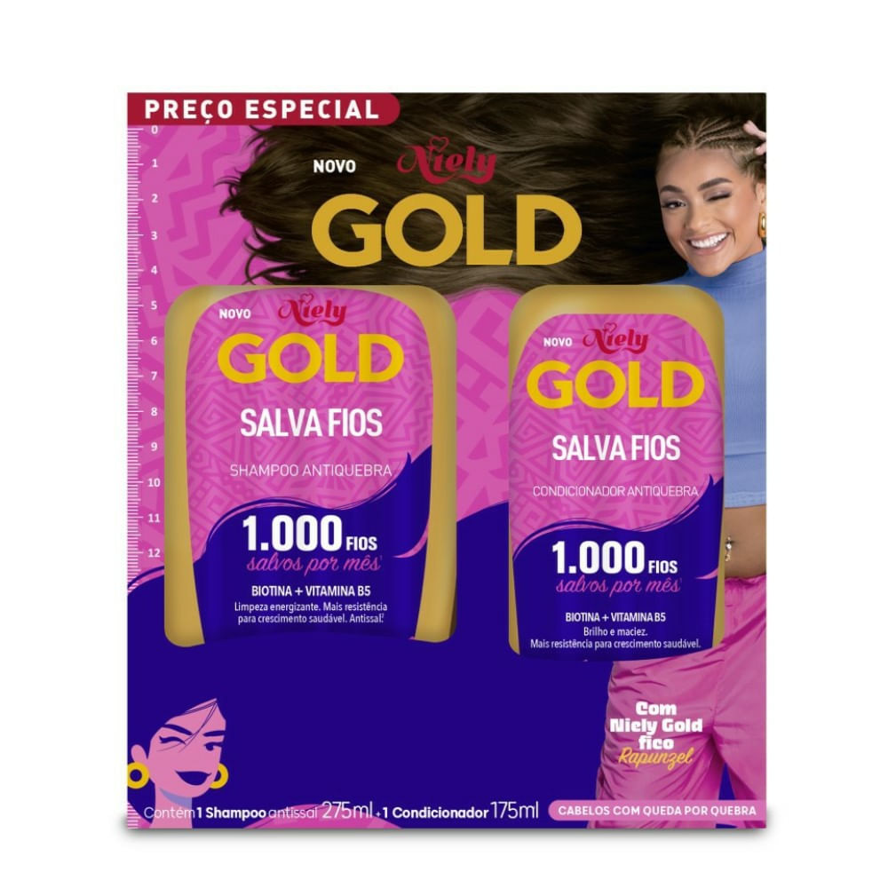 Kit Niely Gold Salva Fios Antiquebra Shampoo 275ml + Condicionador