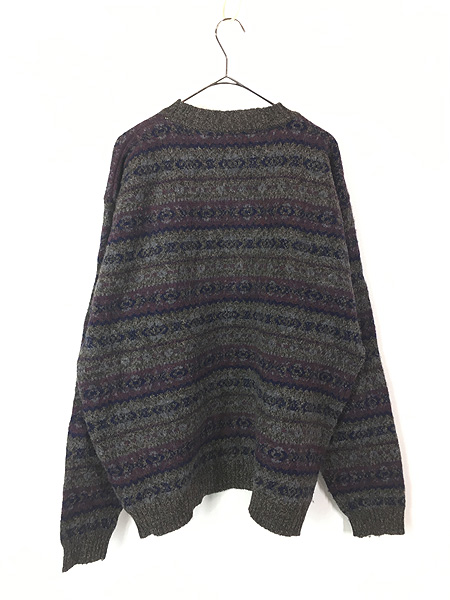 古着 90s Eddie Bauer フェアアイル ボーダー ウール ニット セーター