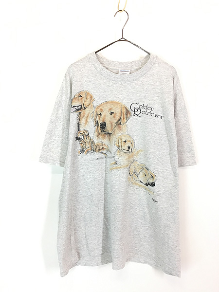 古着 00s 犬 ゴールデン レトリーバー アニマル リアル グラフィック T