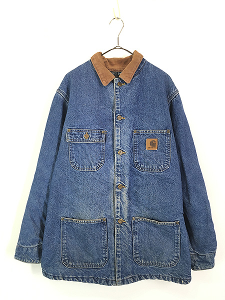 古着 90s USA製 Carhartt 裏地 ブランケット デニム ワーク ミシガン