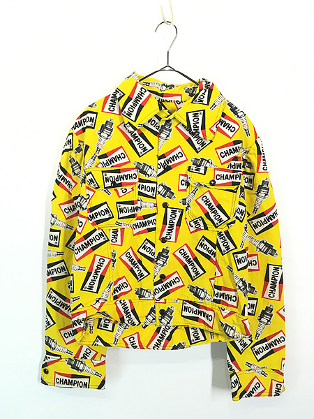 古着 70s CHAMPION スパークプラグ オールオーバー コットンキャンバス