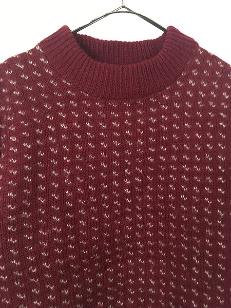 古着 80s Eddie Bauer バーズアイ 総柄 ローゲージ ヘビー ウール