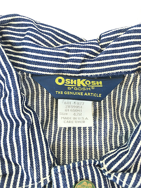 古着 80s USA製 OshKosh B'gosh ヒッコリー ストライプ デニム ワーク