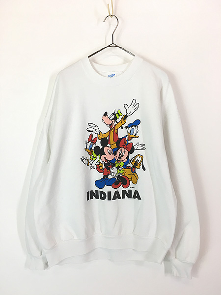古着 90s USA製 Disney INDIANA マルチ キャラクター スウェット