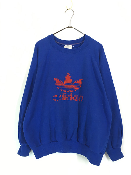 古着 80s adidas BIG トレフォイル 刺しゅう ラグラン スウェット