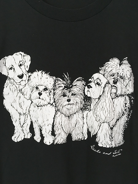 古着 90s 犬 わんちゃん 両面 アニマル モノクロ 発泡 プリント T