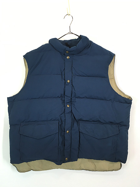 古着 80s USA製 WoolRich 60/40クロス シェル ダウン ベスト ネイビー