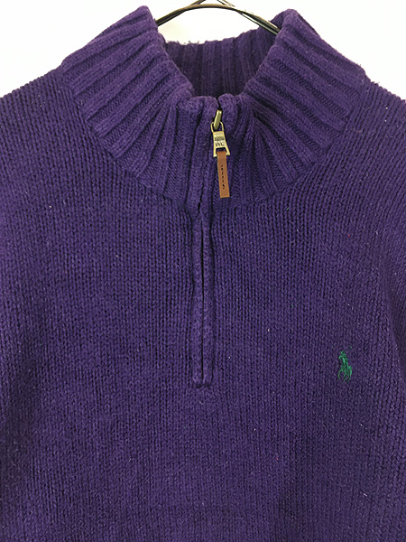 古着 Polo Ralph Lauren ワンポイント ハーフジップ コットン ニット