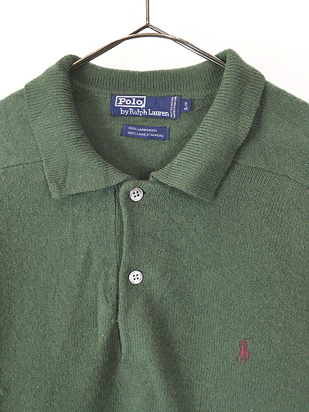 古着 90s Polo Ralph Lauren ワンポイント 襟付き ラムウール ニット