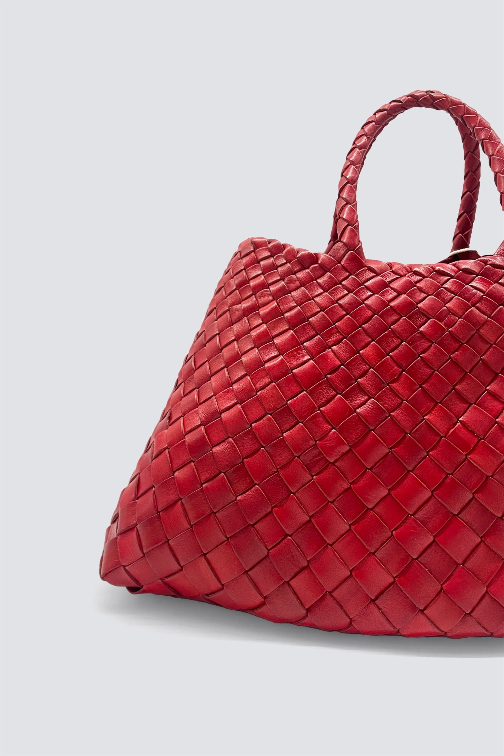 Dragon Diffusion - Santa Croce Small Red Woven Leather Bag