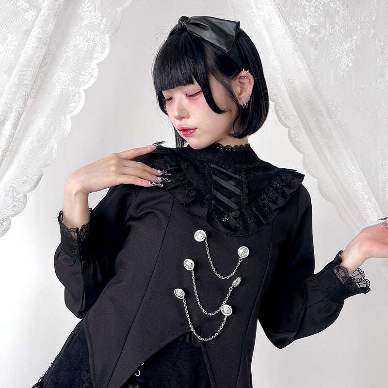 レースアップVヨークフリルブラウス – レディースファッション通販の夢