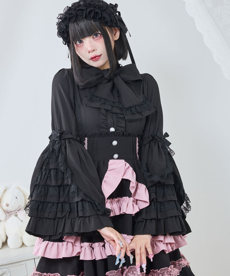 フリルハイネックレースリボンプリンセスブラウス – レディース