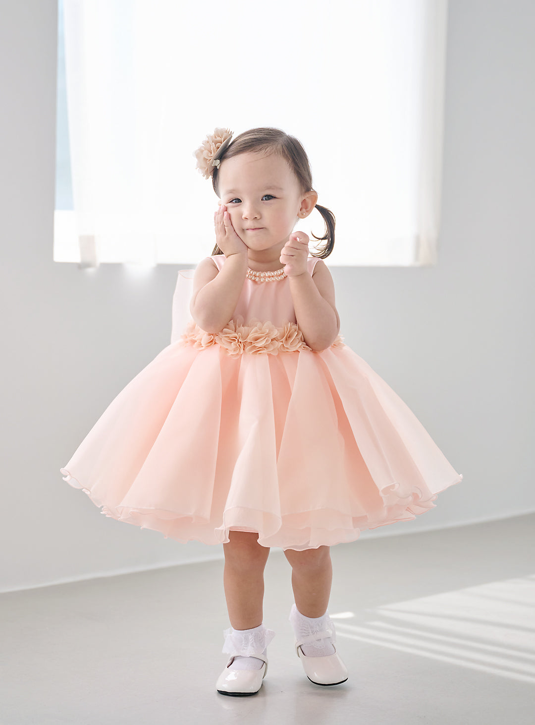 ベビードレス|赤ちゃんドレスならツーラインパールピーチシフォンドレス