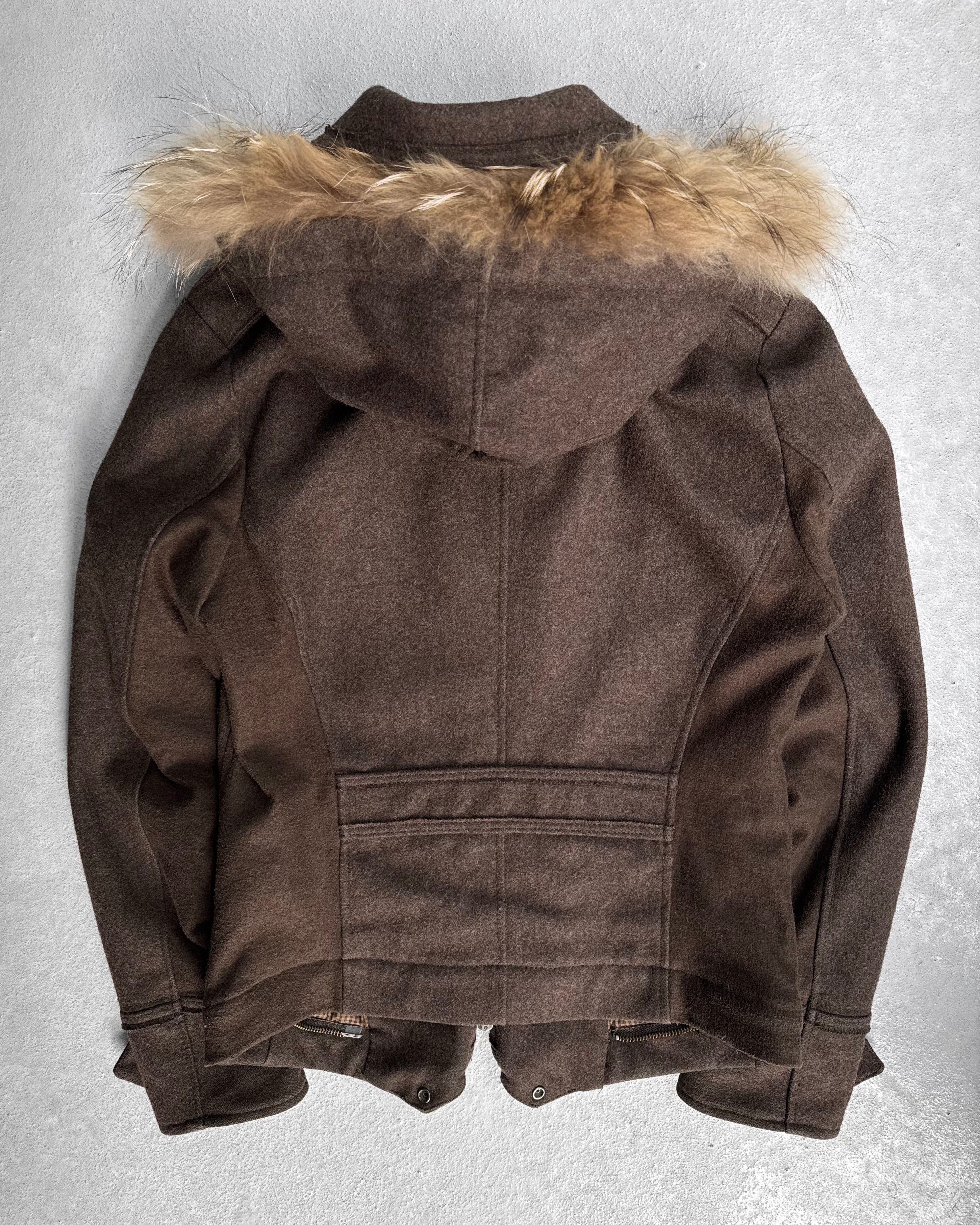 PPFM Early 00s Convertible 'Napoleon' Brown Fur Hooded Military