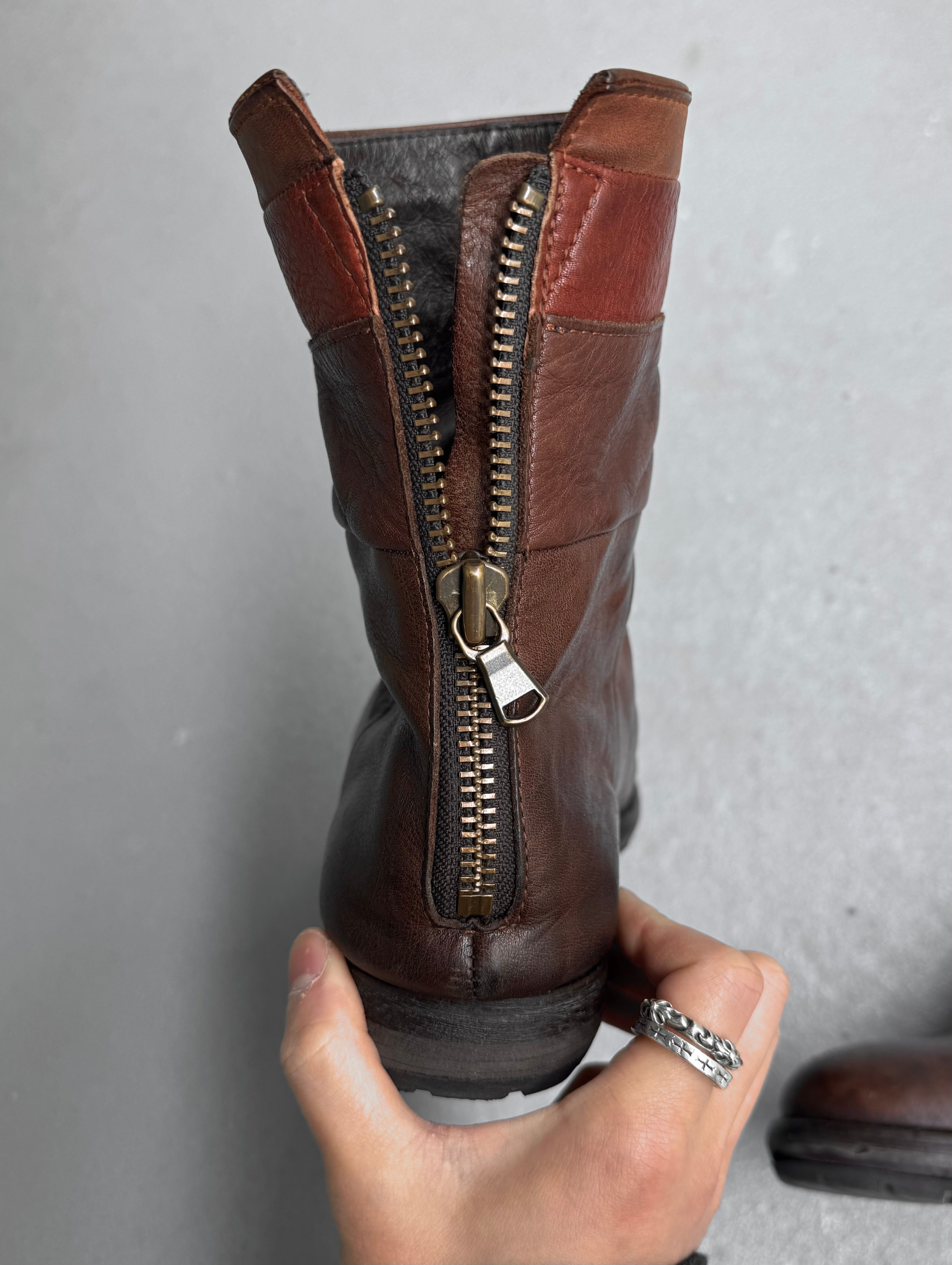 alfredoBANNISTER Early 00s Wrinkle Leather Back-zip Boots – DRIEW