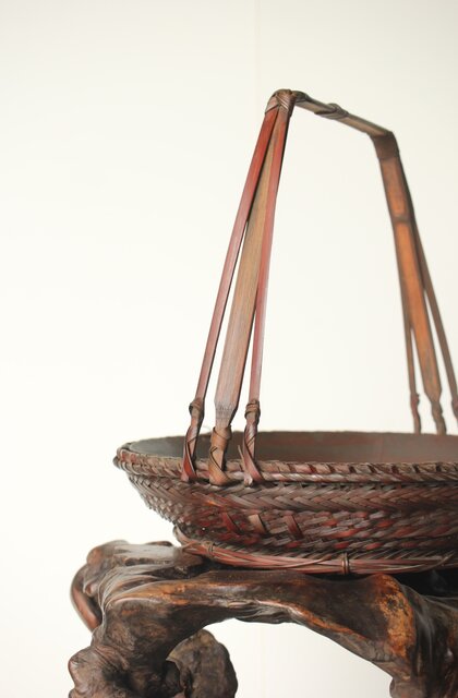 横田峰斎/峯斎か 竹花籠 U296｜骨董店 のびる 古美術 骨董 和風建具 蔵