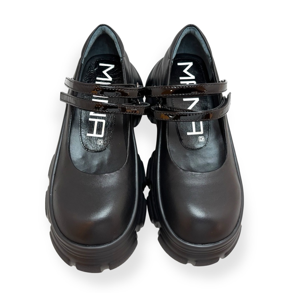 送料無料】MANA マナ ダブルストラップ メリージェーン シューズ 厚底