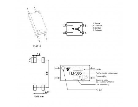 Toshiba TLP385-GR Transistor Output Optocoupler TLP385GR High
