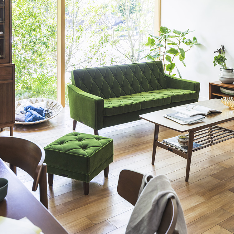 昭和レトロ オールド カリモク グリーン モケット 1人掛け ソファ③