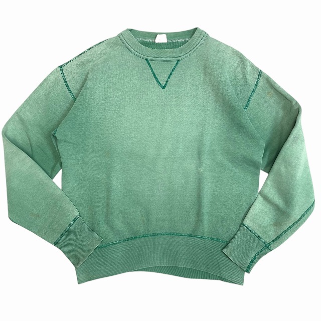 RUSSELL SWEAT SHIRT 60S 「前V、バックプリント、フェードグリーン、M