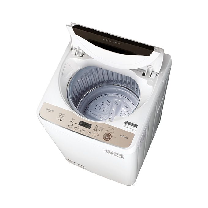 シャープ 全自動洗濯機 ES-GE6E（洗濯機6.0kg / 穴なし槽） ES-GE6E-T