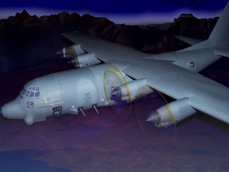 1/48 C-130 AC-130 Spectre Gunship Azrael AFRES Paper Model