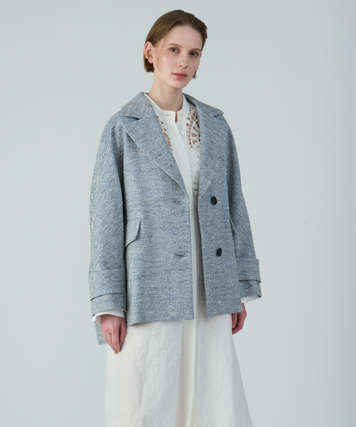 ミックスツイードケープライクコート ｜ハウス オブ ロータス＜HOUSE