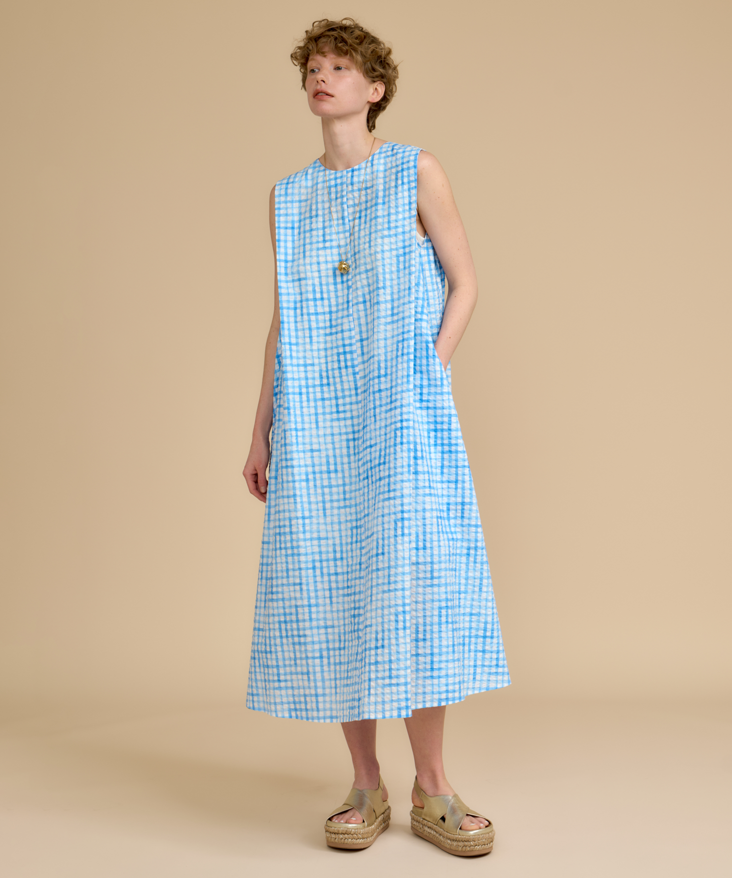 サッカーギンガムチェックワンピース ｜ハウス オブ ロータス＜HOUSE