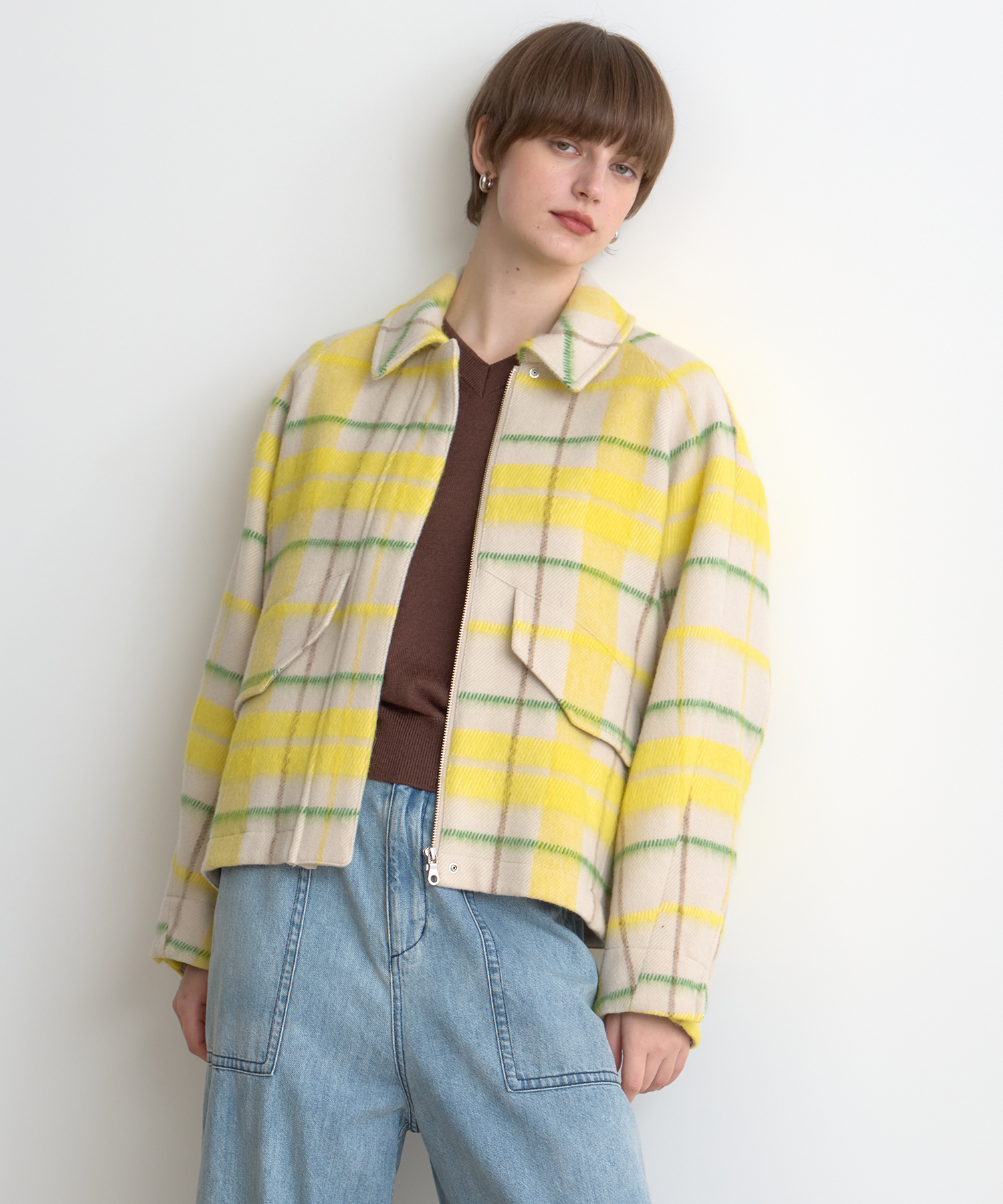 シャギーチェックブルゾン ｜ハウス オブ ロータス＜HOUSE OF LOTUS