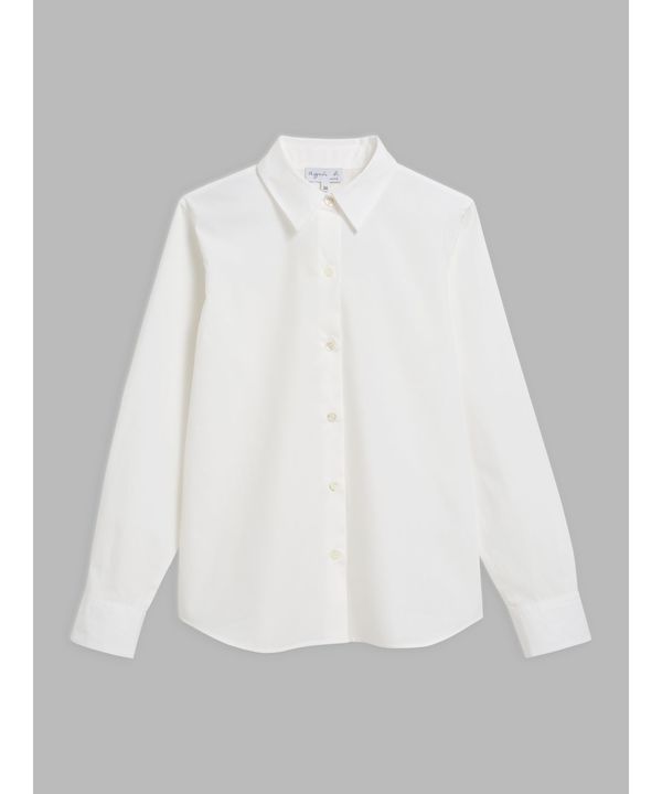 コットン ポプリン スタンドカラー ブラウス 