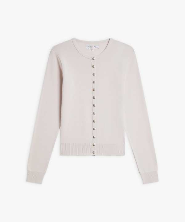 コットン ニット 長袖 カーディガンプレッション 