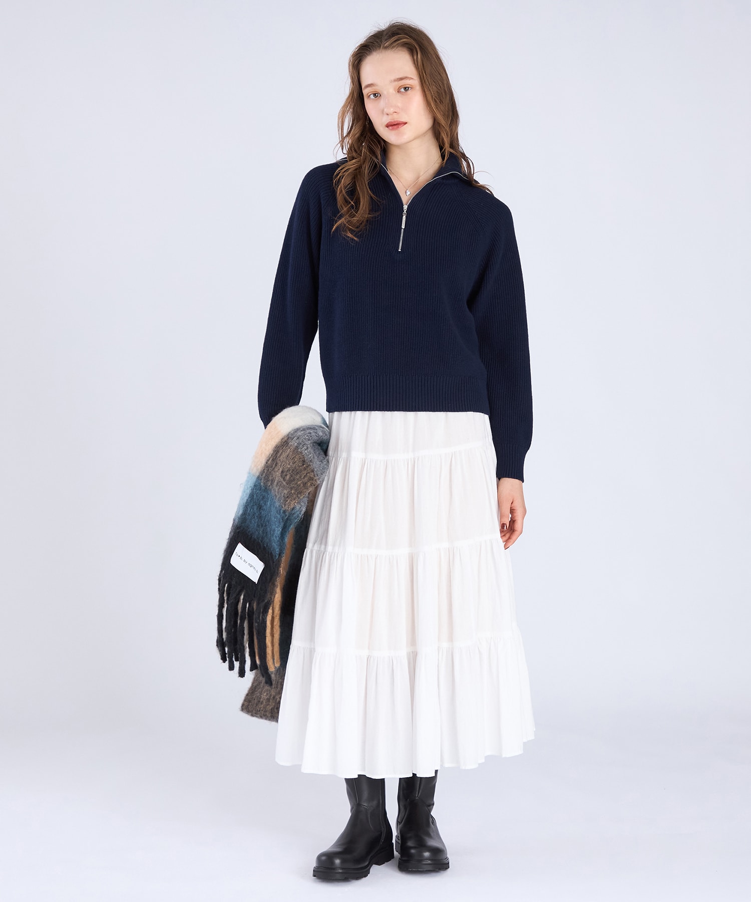 ハーフジップ ニット プルオーバー ｜To b. by agnès b.（トゥービー