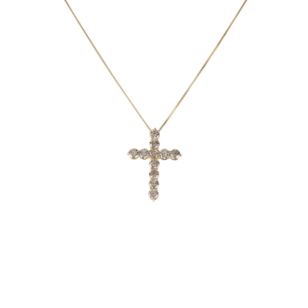 K18ピンクゴールド ダイヤモンド クロス ネックレス J273889 | ユキ