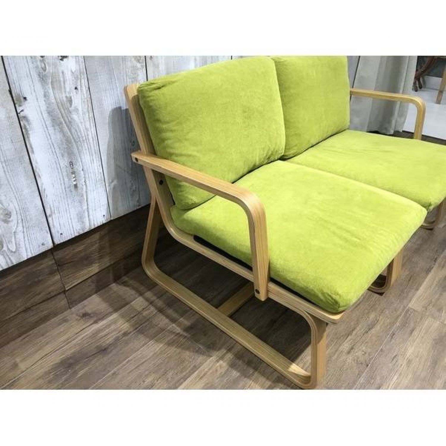 無印良品 2人掛けソファー グリーン×ナチュラル 2人掛け リビングでも